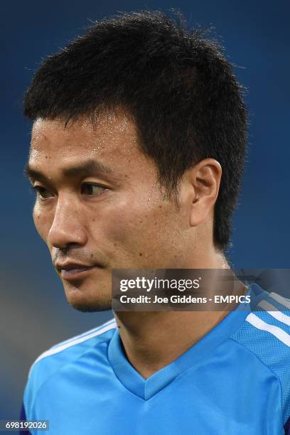 Japan's Yasuyuki Konno during a training session at Arena das Dunas in Natal