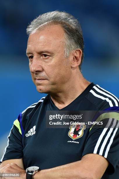 Japan manager Alberto Zaccheroni during a training session at Arena das Dunas in Natal