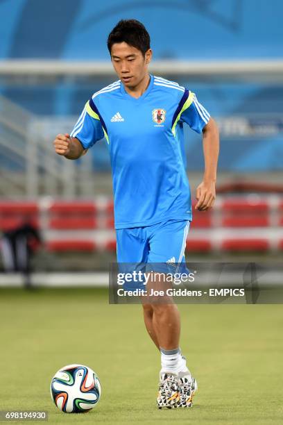 Japan's Shinji Kagawa during a training session at Arena das Dunas in Natal