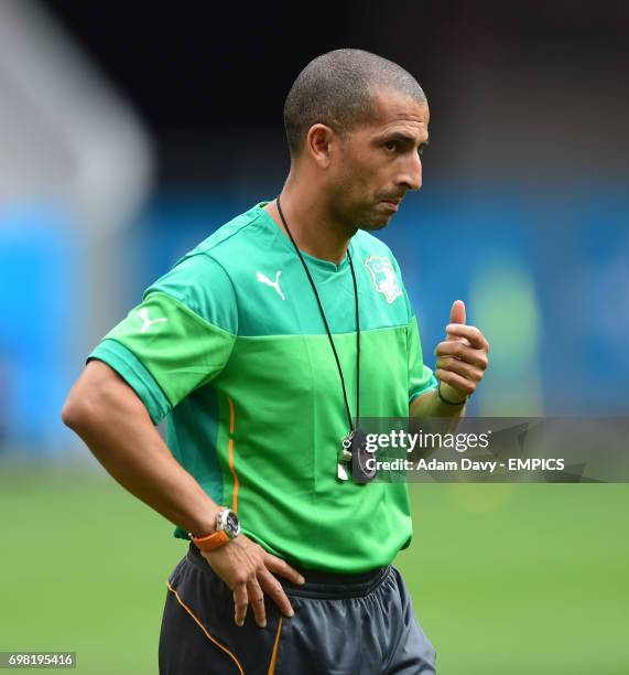 Ivory Coast's coach Sabri Lamouchi during a training session