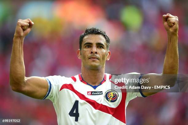 Costa Rica's Michael Umana celebrates after the final whistle