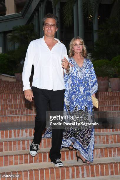 John Corbett and Bo Derek attend the Golden Nymph Nominees party at the Monte Carlo Bay hotel on day 4 of the 57th Monte Carlo TV Festival on June...