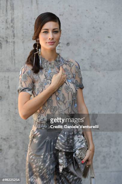 Marica Pellegrinelli attends the Giorgio Armani show during Milan Men's Fashion Week Spring/Summer 2018 on June 19, 2017 in Milan, Italy.