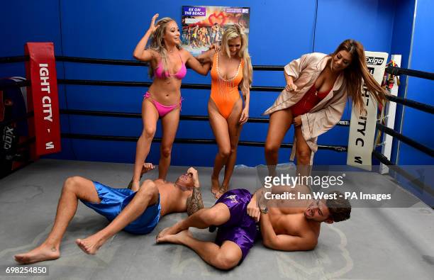 David Hawley, Georgia Crone, Che McSorley, Chloe Ferry and Josh Ritchie attending the Ex On The Beach Photocall, held at the Fight City Gym, London....
