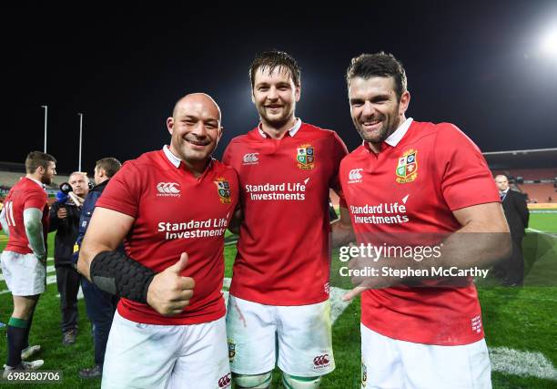 Hamilton , New Zealand - 20 June 2017; Ulster players representing the British and Irish Lions, from left, Rory Best, Iain Henderson and Jared Payne...