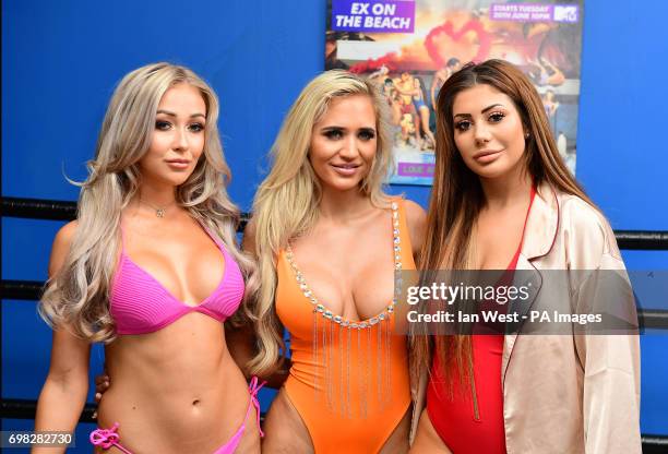 Georgia Crone, Che McSorely and Chloe Ferry attending the Ex On The Beach Photocall, held at the Fight City Gym, London. PRESS ASSOCIATION Photo....