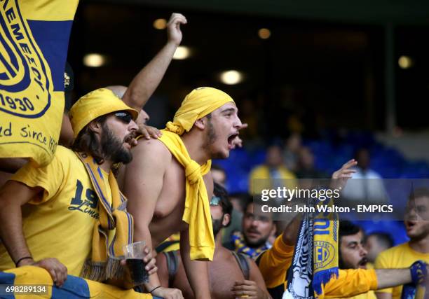 Limassol fans show their support in the stands