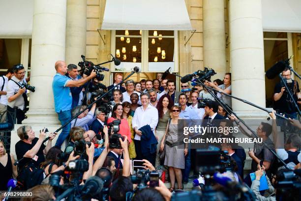 La France Insoumise leftist party's members of parliament, party leader Jean-Luc Melenchon , Eric Coquerel, Daniele Obono, Alexis Corbiere, Adrien...