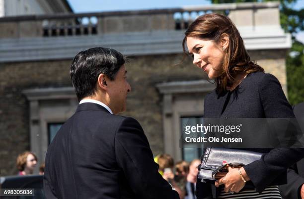 Crown Prince Naruhito of Japan and Crown Princess Mary of Denmark at the harbour where they will take a boat trip through the channels to the Little...