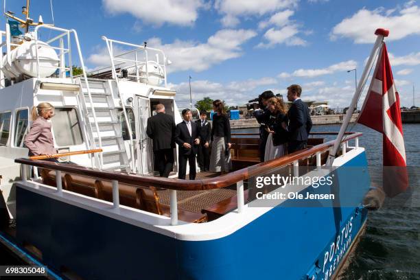 Crown Prince Naruhito of Japan on a boat trip with Crown Princess Mary of Denmark on June 20 Copenhagen, Denmark. The trip went through the channel...