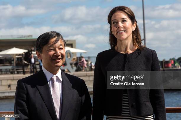 Crown Prince Naruhito of Japan on a boat trip with Crown Princess Mary of Denmark on June 20 Copenhagen, Denmark. The trip went through the channel...