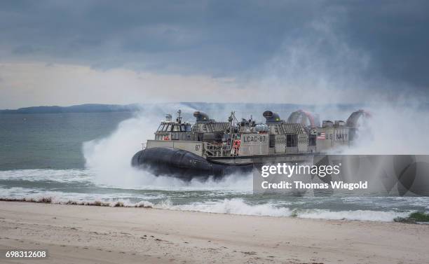 Landing Craft Air Cushion is pictured during an Amphibious Landing Exercise on June 08, 2017 in Oldenburg, Germany.