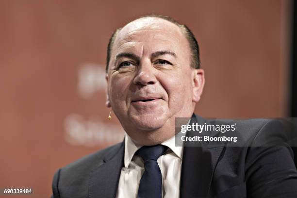 Axel Weber, chairman of UBS Group AG, reacts during the Swiss International Finance Forum in Bern, Switzerland, on Tuesday, June 20, 2017. European...