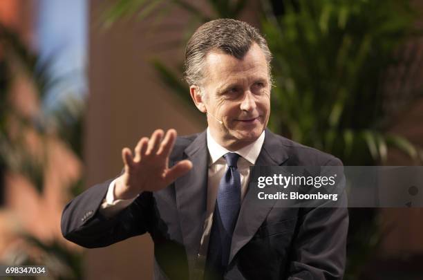Philipp Hildebrand, vice chairman of Blackrock Inc., gestures as he speaks during the Swiss International Finance Forum in Bern, Switzerland, on...