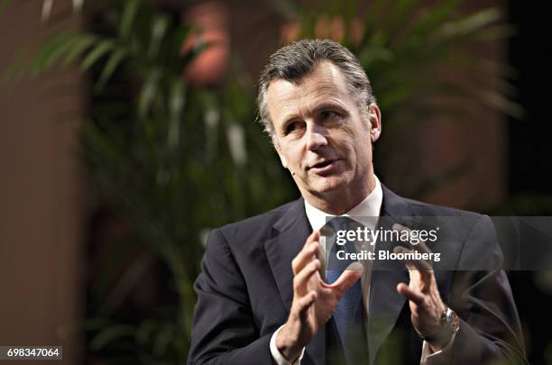 Philipp Hildebrand, vice chairman of Blackrock Inc., gestures as he speaks during the Swiss International Finance Forum in Bern, Switzerland, on...