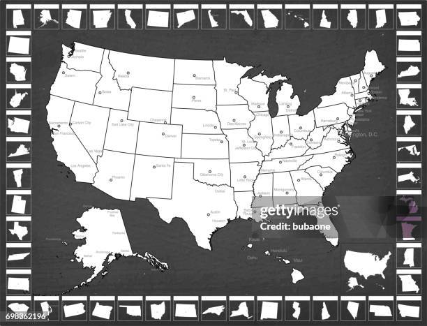 ilustrações de stock, clip art, desenhos animados e ícones de united states state map with capitals and cities - oregon estado dos eua