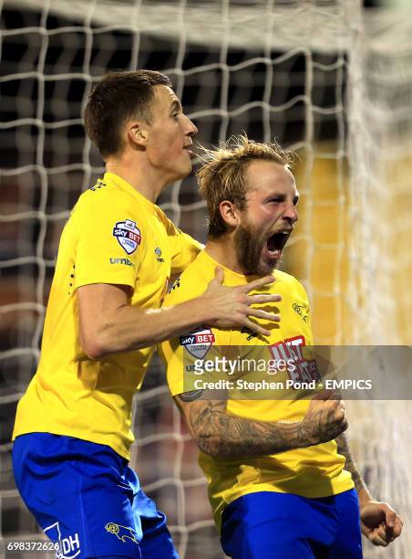 Derby County's Johnny Russell celebrates scoring to level the match 2-2