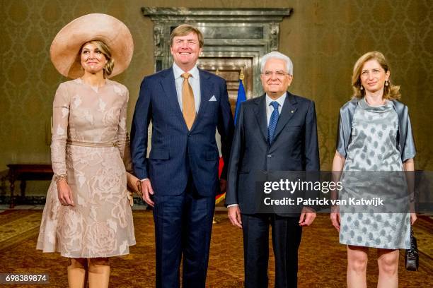 Queen Maxima of The Netherlands and King Willem-Alexander of The Netherlands and Queen Maxima of The Netherlands pose for a photo with President...