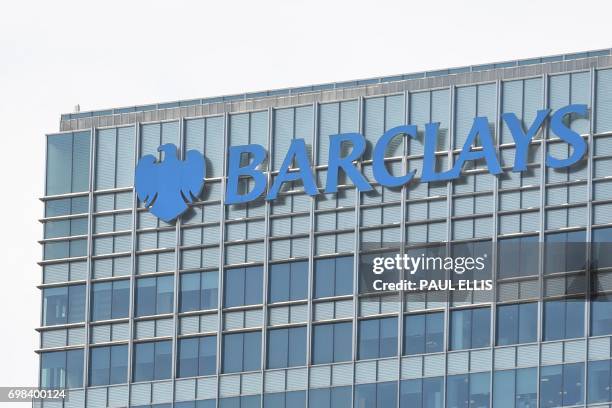 The headquarters of the British bank Barclays is seen at the Canary Wharf district of east London on June 20, 2017. - Britain's Serious Fraud Office...