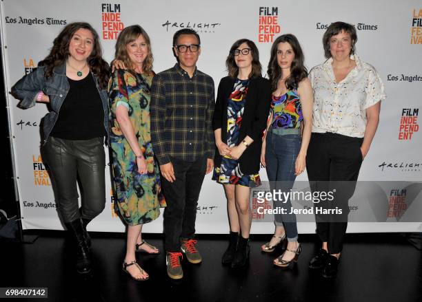 Aurora Browne and Jennifer Whalen, series creators/actors Fred Armisen and Carrie Brownstein and Meredith MacNeill and Carolyn Taylor attend the...