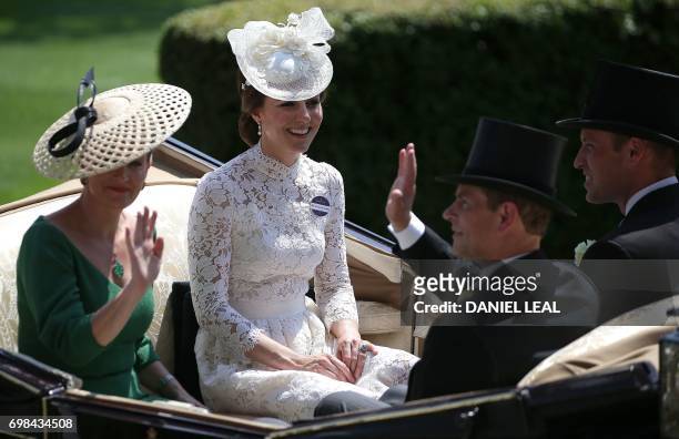 Britain's Sophie, Countess of Wessex , Britain's Catherine, Duchess of Cambridge , Britain's Prince Edward, Earl of Wessex and Britain's Prince...