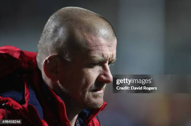 Graham Rowntree, the Lions scrum coach looks on during the match between the Chiefs and the British & Irish Lions at Waikato Stadium on June 20, 2017...