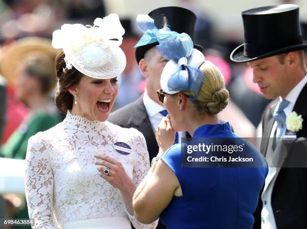 Catherine, Duchess of Cambridge, Zara Philllips and Prince William, Duke of Cambridge attend Royal Ascot 2017 at Ascot Racecourse on June 20, 2017 in...