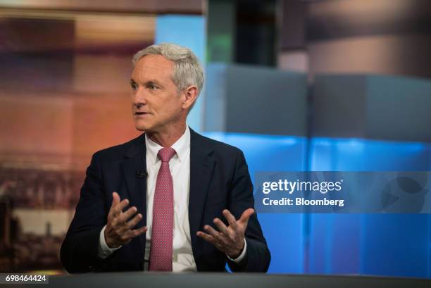 Tom Leighton, chief executive officer and co-founder at Akamai Technologies Inc., speaks during a Bloomberg Television interview in New York, U.S.,...