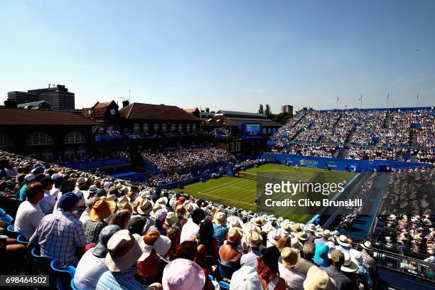 General view on Centre Court during the mens singles first round match between Stan Wawrinka of Switzerland and Feliciano Lopez of Spain on day two...