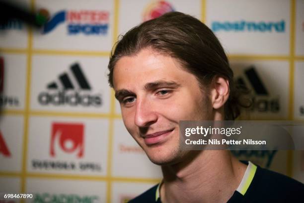 Pavel Cibicki of Sweden during the Swedish U21 national team press conference at IBB Grand Hotel Lublinianka on June 20, 2017 in Lublin, Poland.