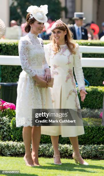 Catherine, Duchess of Cambridge and Princess Beatrice attend Royal Ascot 2017 at Ascot Racecourse on June 20, 2017 in Ascot, England.