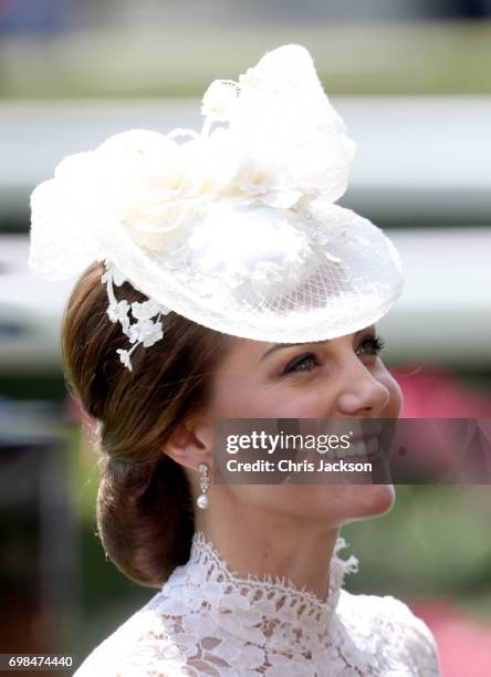 Catherine, Duchess of Cambridge is seen in the Parade Ring as she attends Royal Ascot 2017 at Ascot Racecourse on June 20, 2017 in Ascot, England.