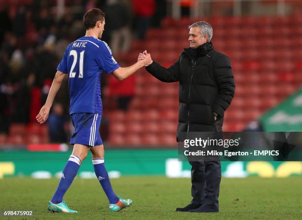 Chelsea manager Jose Mourinho and Chelsea's Nemanja Matic.