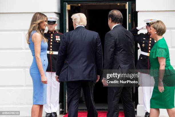 , First Lady Melania Trump, and President Donald Trump, welcomed President Juan Carlos Varela and Mrs. Lorena Castillo Varela of Panama, at the South...