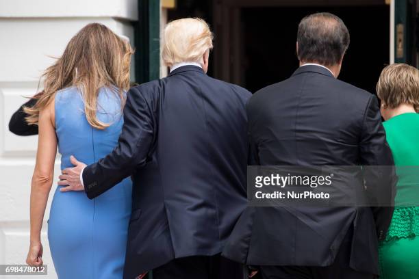 , First Lady Melania Trump, and President Donald Trump, welcomed President Juan Carlos Varela and Mrs. Lorena Castillo Varela of Panama, at the South...