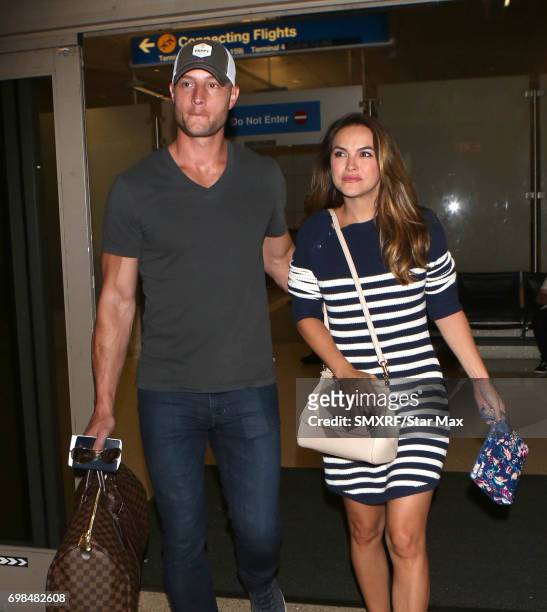Justin Hartley and Chrishell Stause are seen on June 18, 2017 in Los Angeles, California.