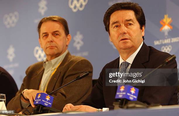 President Ottavio Cinquanta and IOC President Jacques Rogge answer questions from the media during the joint IOC and ISU Press Conference in the Main...