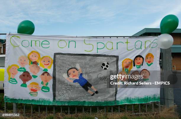 Come on Spartans banner on display at Blyth Spartans, Croft Park