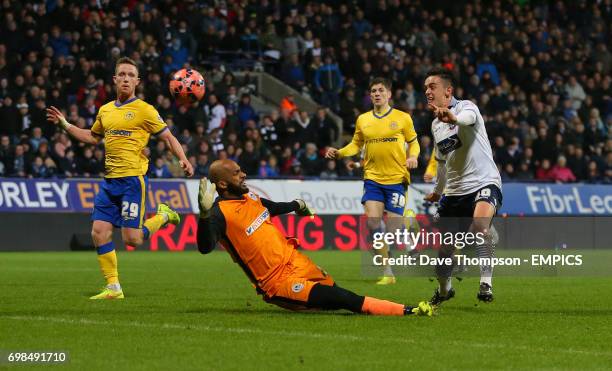 Bolton Wanderers' Zach Clough scores his sides first goal of the match.