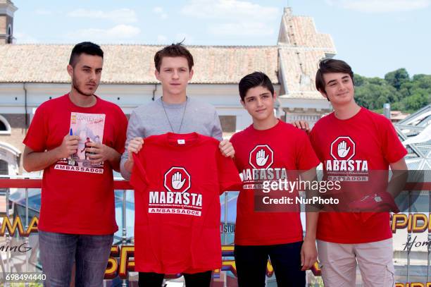 Tom Holland attends the 'Spider-Man : Homecoming' photocall at Zuma on June 20, 2017 in Rome, Italy.