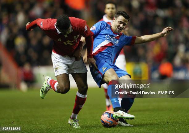 Bristol City's Mark Little and Doncaster Rovers' Enda Stevens battle for the ball