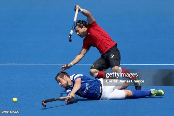 Alan Forsyth of Scotland and Gabriel Ho-Garcia of Canada battle for the ball during the Pool B match between Scotland and Canada on day six of the...