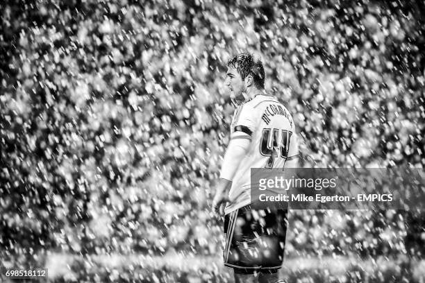 Fulham's Ross McCormack stands in a snow storm
