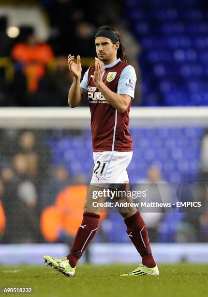 Burnley's George Boyd applauds the fans after the final whistle.