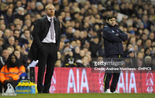 Burnley manager Sean Dyche and Tottenham Hotspur manager Mauricio Pochettino on the touchline.