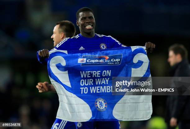 Chelsea's Kurt Zouma celebrates after the game