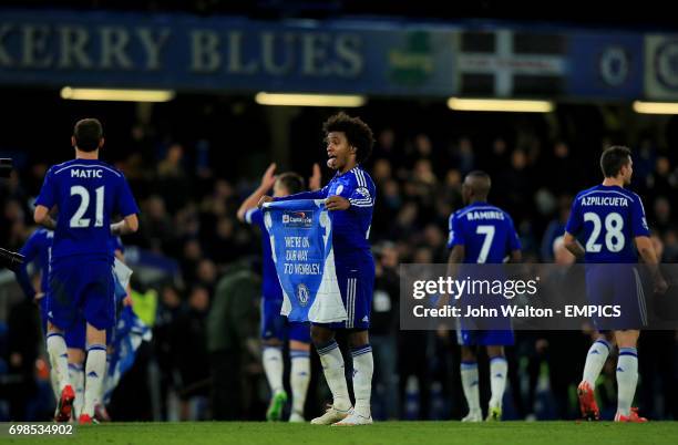 Chelsea's Willian celebrates after the game