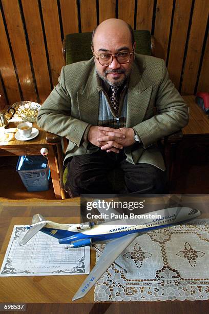 Dr. Abdul Rahman, Interim Minister of Civil Aviation and Tourism sits in his office January 22, 2002 in Kabul. Reports state that Rahman was attacked...