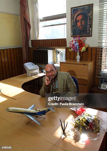 Dr. Abdul Rahman, Interim Minister of Civil Aviation and Tourism sits in his office January 22, 2002 in Kabul. Reports state that Rahman was attacked...