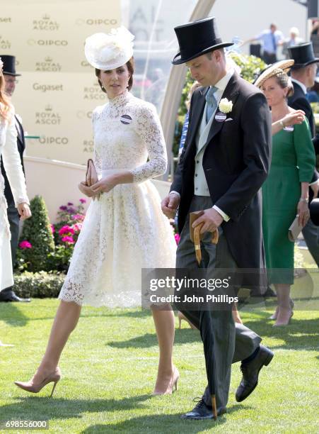 Catherine, Duchess of Cambridge and Prince William, Duke of Cambridge attend day 1 of Royal Ascot 2017 at Ascot Racecourse on June 20, 2017 in Ascot,...